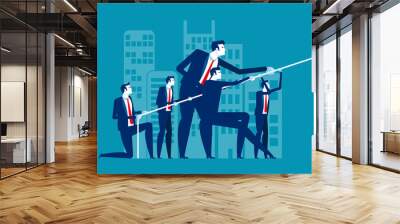 Business team pull ropes. Concept business vector illustration, Together, Competition & Challenge. Wall mural