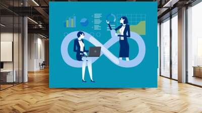 Business with devops team. Vector illustration concept Wall mural