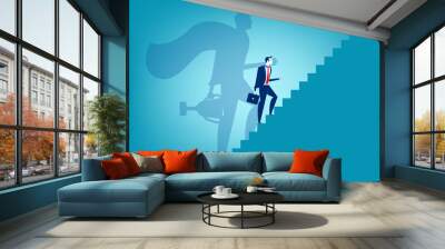 Businessman and stairway to success. Concept business vector illustration. Wall mural