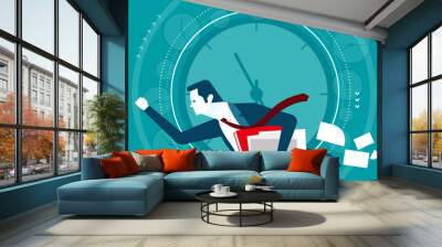 Businessman in a hurry time. Concept business illustration. Vect Wall mural