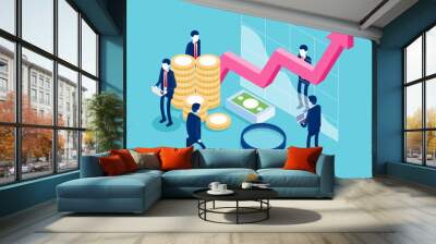 Financial administration. Business finance and investment concept. Flat isometric vector style Wall mural