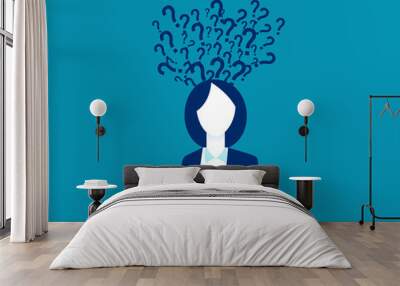 Many questions and no answer.  Question mark and Thinking concept Wall mural