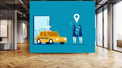 Online car sharing, Concept business trasportation vector illustration, Mobile city transportation Wall mural