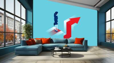 Standing on the edge of gap. Business challenge or obstacle concept. Isometric vector cartoon style Wall mural