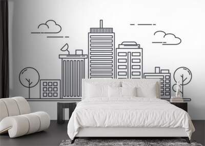 Thin line art style. design for urban cityscape idea theme website banner. Wall mural