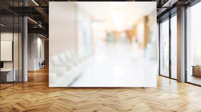 Abstract blur luxury hospital corridor. Blur clinic interior background with defocused effect. Healthcare and medical concept Wall mural