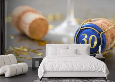 Champagne cap with the Number 30 Wall mural