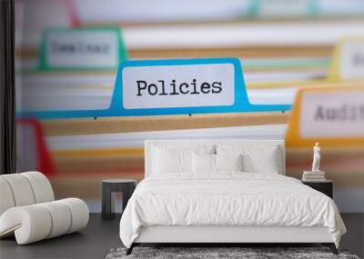 File folders with a tab labeled Policies Wall mural