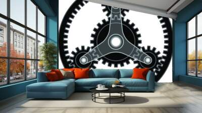 A planetary gear system with a central sun gear, three planets gears, and an encompassing ring gear. Wall mural