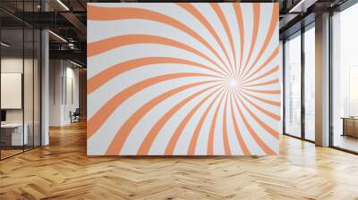 Fractal vector backdrop burst retro orange and white sunburst vintage backdrop wallpaper background. Wall mural