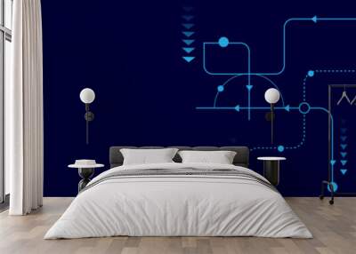 vectors Abstract connecting lines and dots., Social networking, network connection and global communication technology background   Wall mural