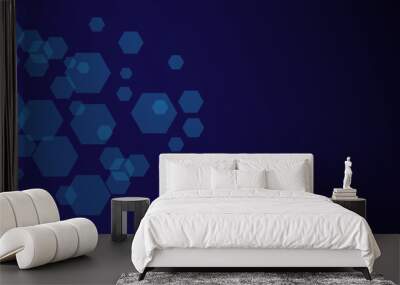 Vectors Abstract hexagon geometric blue pattern medical technology and science dark technology background. Wall mural