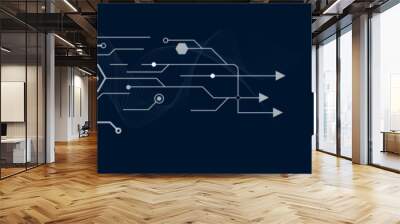 Vectors Digital technology and science background Quantum computer technologies concepts, large data processing. Futuristic blue circuit board background. Wall mural