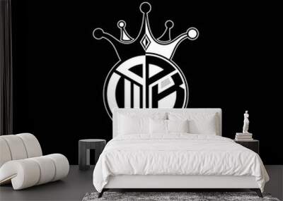 W K circle monogram logo emblem style with clown crown shape vector decoration Wall mural