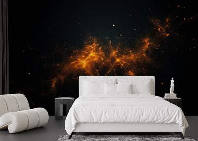 orange particles on a plain black background Wall mural