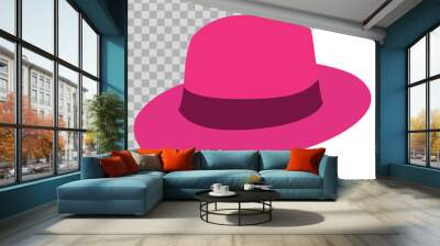 pink fedora hat isolated on a white background and easy to edit. vector Wall mural