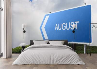 August. Blue traffic sign. Wall mural