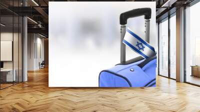 Destination Israel. Blue suitcase with flag. Wall mural