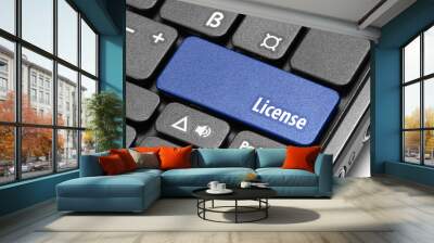 License. Blue hot key on computer keyboard Wall mural