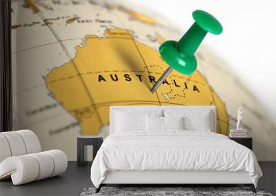 Location Australia. Green pin on the map. Wall mural