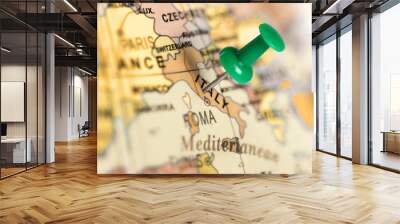 location italy. green pin on the map. Wall mural