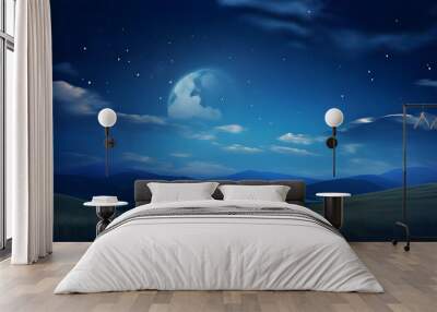 night sky and moon Wall mural