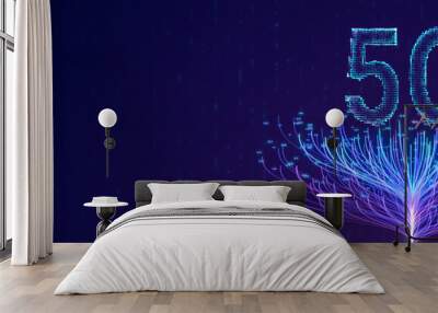 5G internet network technology with big data node tree connection, abstract digital mobile wireless concept background with copy space Wall mural