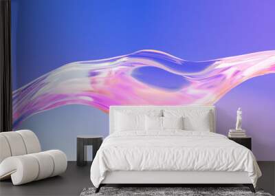 Abstract colorful gradient wave glass geometry design, minimal glossy color wavy fluid motion background, fluent style liquid cloth 3D rendering Wall mural