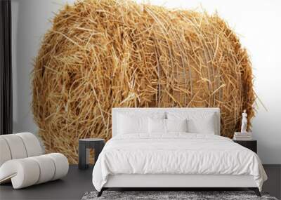 A close-up of a round bale of hay , isolated on white background, transparent background Wall mural