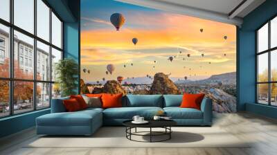 Fiery sky in Cappadocia Wall mural