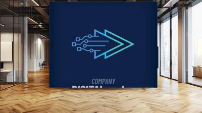 Unique digital fast forward play sign logo. Creative corporate digital and multimedia logo template. vector Wall mural