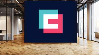 Unique square exchange C letter form logo design. Geometric corporate identity design. Wall mural