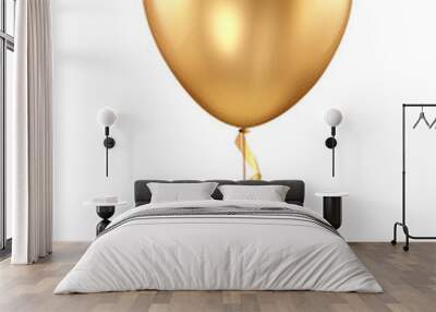 Gold Balloon With Ribbon On Transparent Background Wall mural