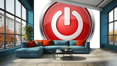 Power button icon symbolizing energy and control Wall mural