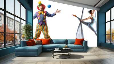 Skilled Circus Performers in Various Stunning Acts Wall mural