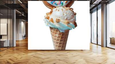 Vanilla Ice Cream Cone with Cookie and Cream Donut Wall mural