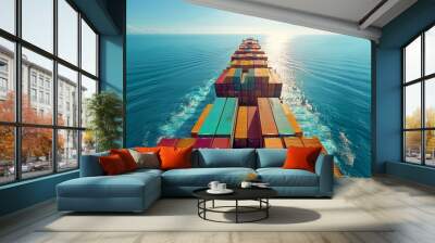 A Large Container Ship Traveling Through the Ocean - Generative AI Wall mural