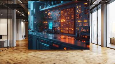 A Picture of a Kitchen With a Lot of Lights and Buttons on the Wall - Generative AI Wall mural