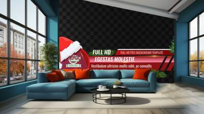 Unique Video headline title or lower third template with santa claus cap or hat on it for christmas and new year concpet design. Vector illustration Wall mural