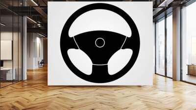 Car Steering wheel icon isolated on white background. Vector illustration Wall mural