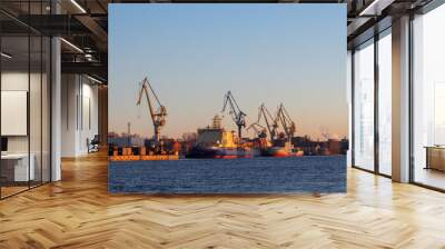 view of the cargo port with floating cranes Wall mural