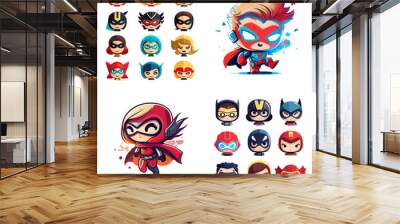 Cute SuperHero Character Very Cool Design Wall mural