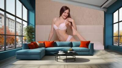 sexy body in white underwear Wall mural