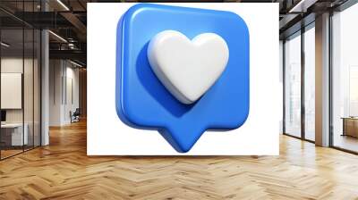 3D social media online platform concept, blue heart, 3d rendering Wall mural