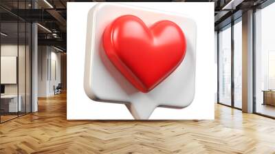 3D social media online platform concept, online social communication on applications, Photo frame with heart and love emoji icon, 3d rendering Wall mural