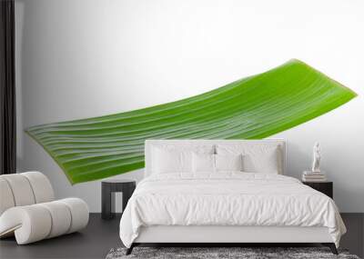 a fresh green banana leaf for holding foods on white background. Wall mural