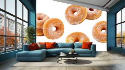 Classic sugary donuts isolated on white background Wall mural