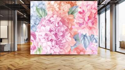 Watercolor flower rose peony stripe landscape Wall mural