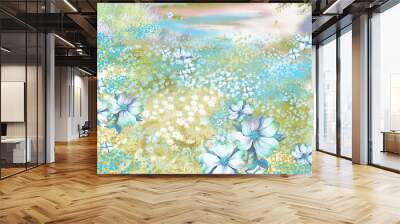 Watercolor hand-painted butterfly landscape beautiful flowers Wall mural