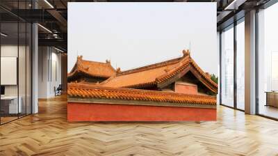 Chinese traditional style roof and walls in the Eastern Royal Tombs of the Qing Dynasty, china Wall mural